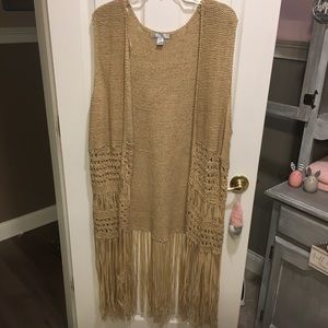 Fringe sleeveless cardigan vest